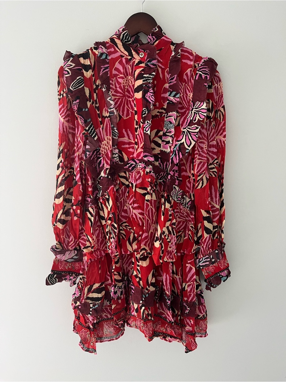 FARM Rio Mixed Floral Ruffled Mini Dress XXS - Picture 2 of 7